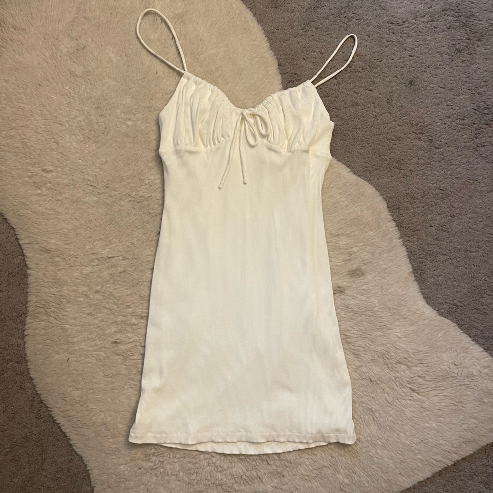 White ribbed mini dress